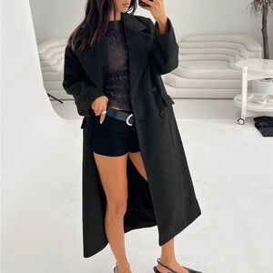 NWT Charcoal Trench Coat Princess Polly